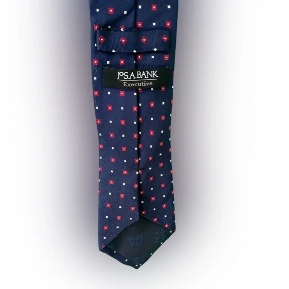 Jos. A. Bank Executive Extra-Long Tie. Red and blue check pattern. - Picture 2 of 2